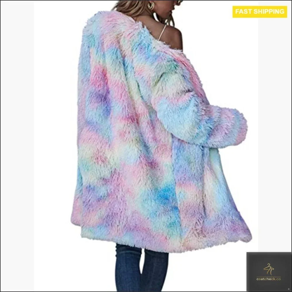 Oversized Faux Fur Teddy Cardigan Y2K Chic Cozy Long Sleeve Pullover Jacket - Picture 3 of 6